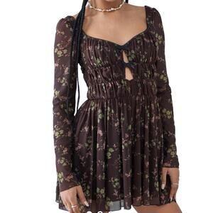 UO Diana Ruched Cutout Romper S Fairycore